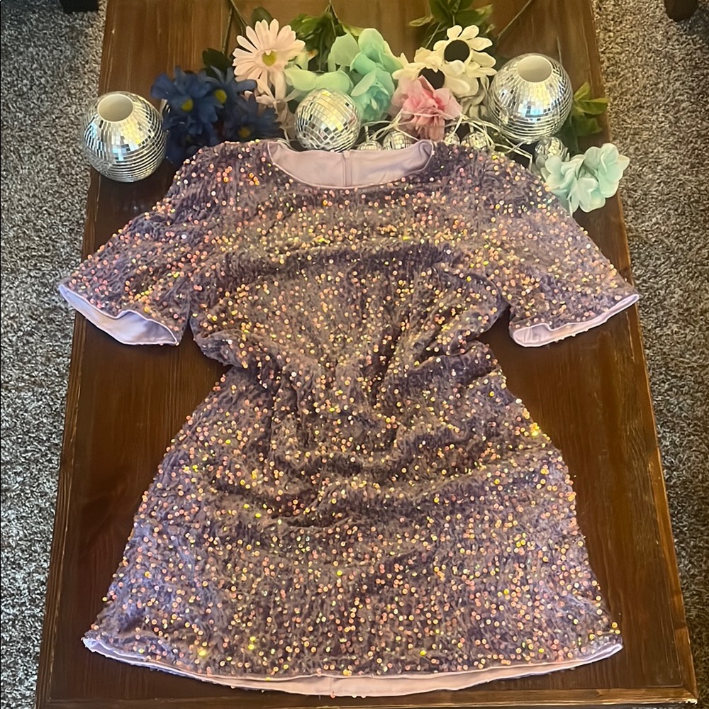 Sequin Mini Dress in Purple